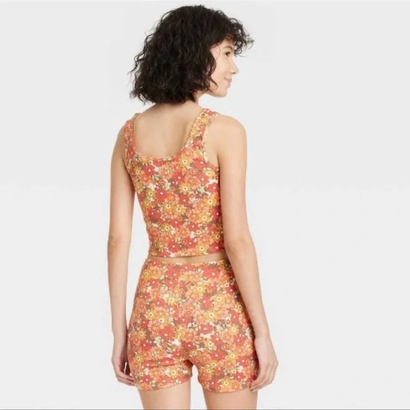 Colsie Retro Floral Pajama Shorts XL - Picture 2 of 6